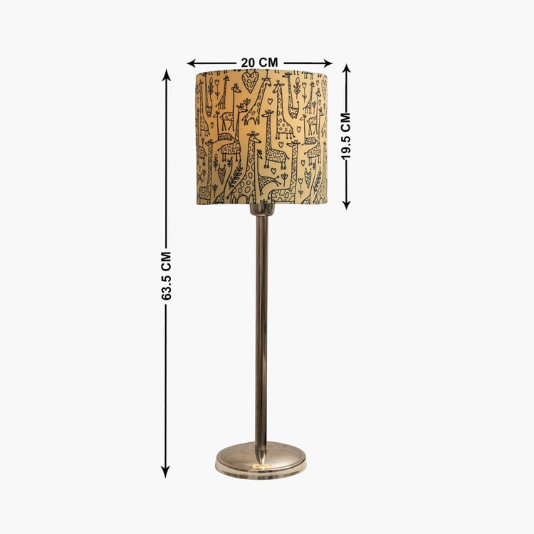 HOMESAKE Contemporary Decor White Printed Steel Table Lamp With Shade