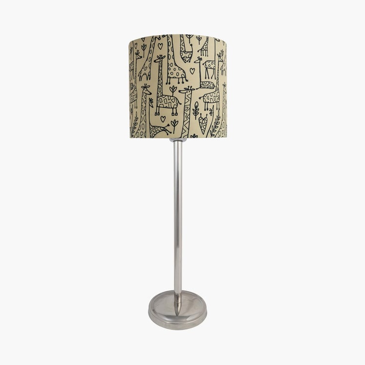 HOMESAKE Contemporary Decor White Printed Steel Table Lamp With Shade