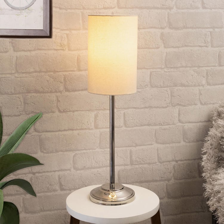 HOMESAKE Contemporary Decor Beige Steel Table Lamp With Shade