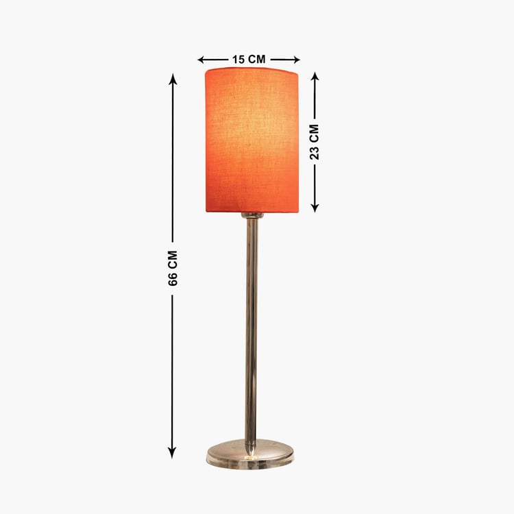 HOMESAKE Red Steel Table Lamp With Linen Shade