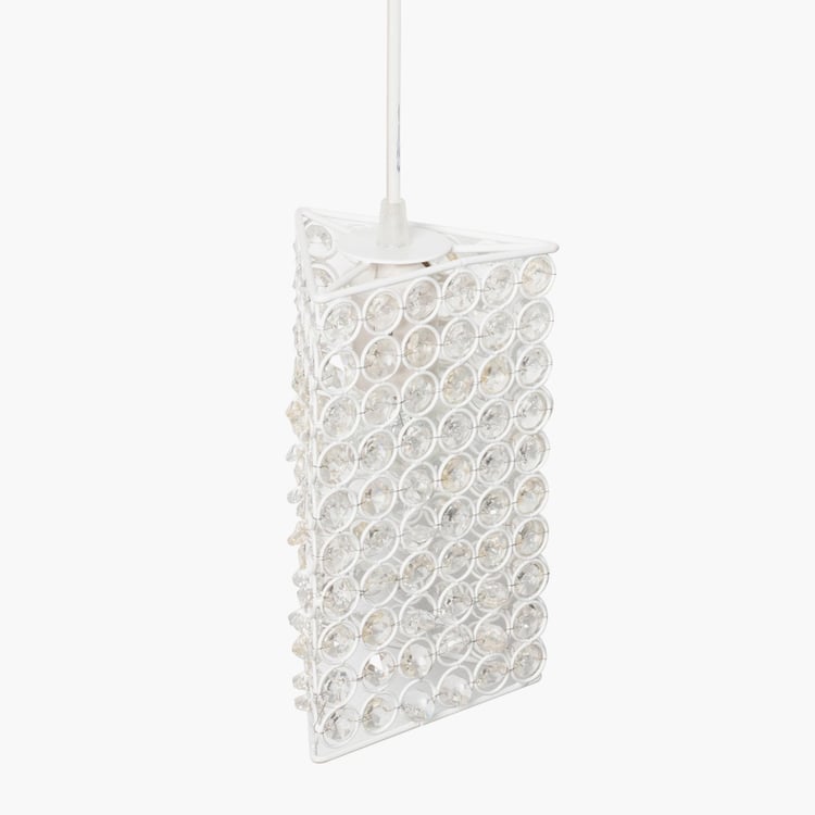 HOMESAKE White Crystal Embellished Triangle Metal Pendant Light