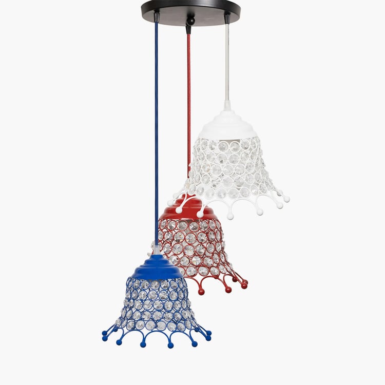 HOMESAKE Clear Crystal Embellished Cluster Umbrella Metal 3-Light Ceiling Lamp