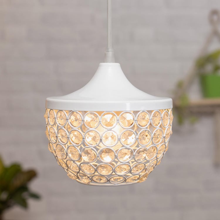 HOMESAKE White Crystal Embellished Goblet Metal Ceiling Light