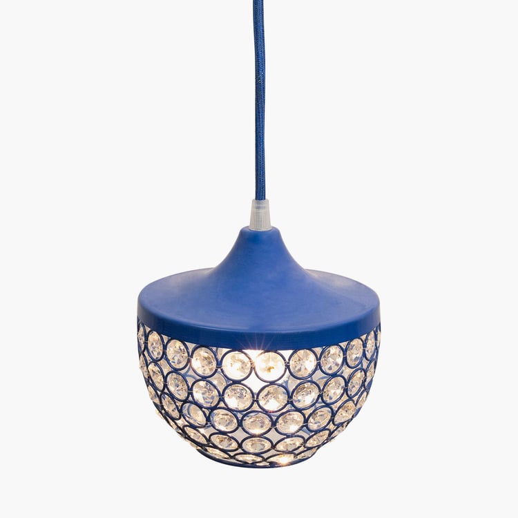 HOMESAKE Blue Crystal Embellished Goblet Metal Pendant Light