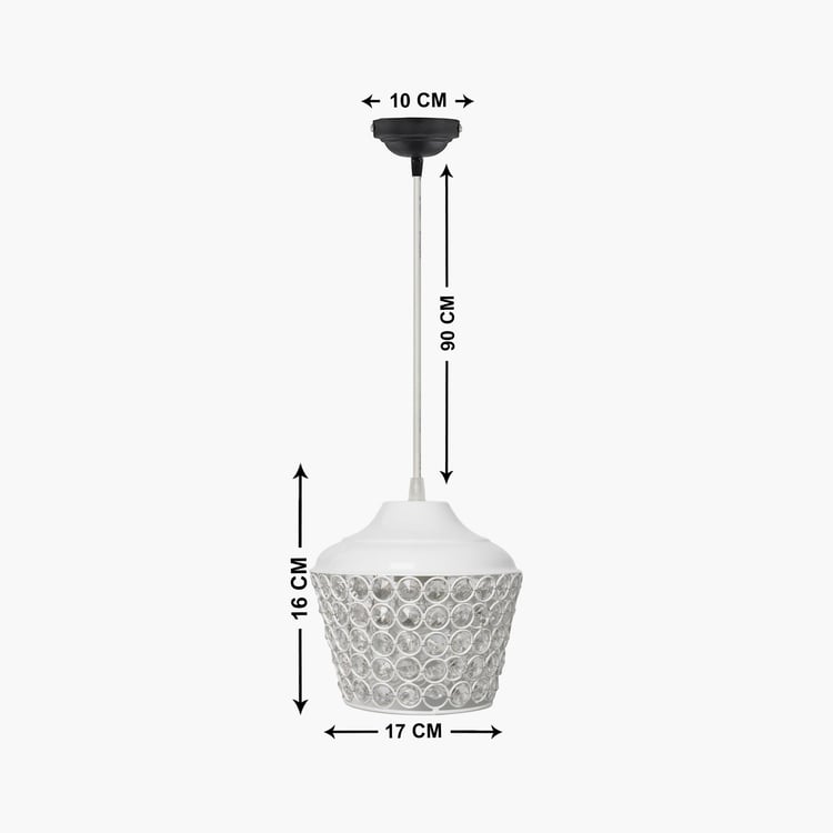 HOMESAKE White Crystal Embellished Metal Nordic Pendant Light