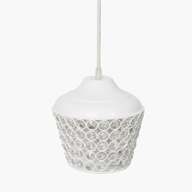 HOMESAKE White Crystal Embellished Metal Nordic Pendant Light