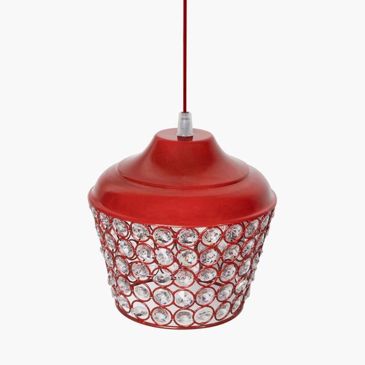 HOMESAKE Red Crystal Embellished Nordic Metal Pendant Light