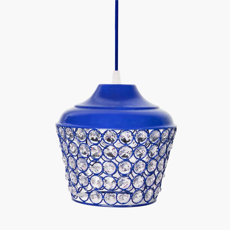 HOMESAKE Blue Crystal Embellished Metal Pendant Light