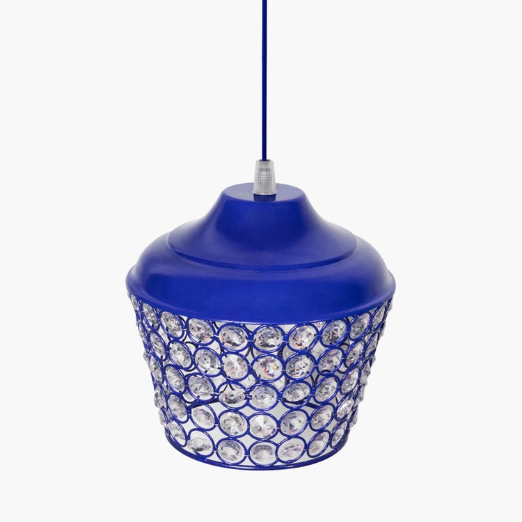 HOMESAKE Blue Crystal Embellished Metal Pendant Light