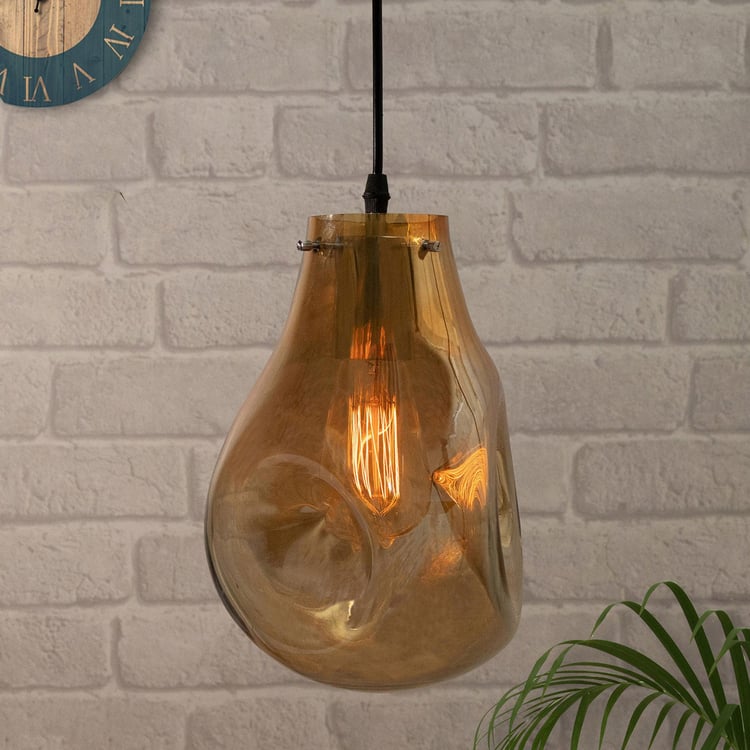 HOMESAKE Amber Organic Drop Glass Pendant Light