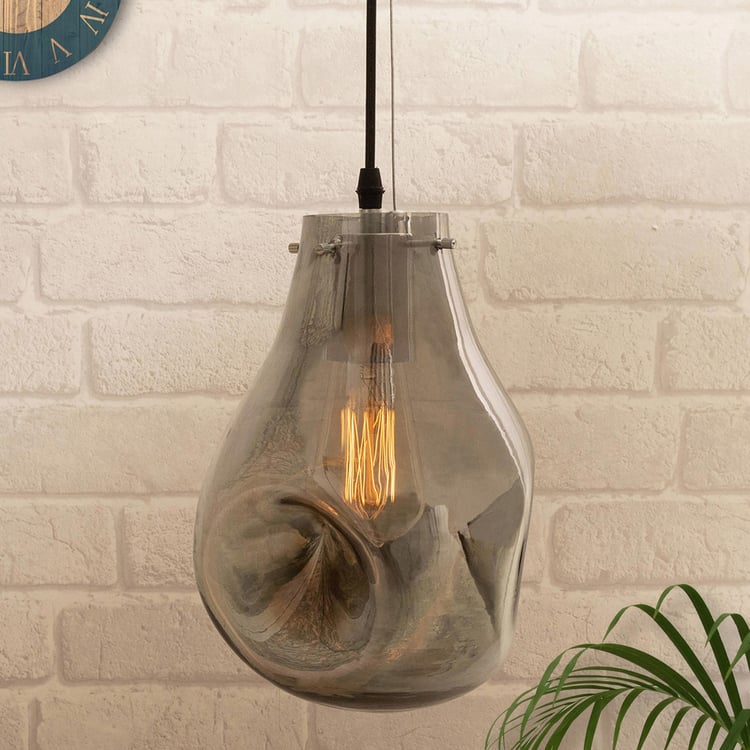 HOMESAKE Grey Organic Teardrop Glass Pendant Light