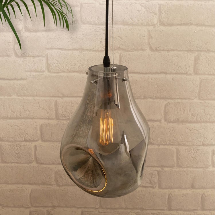 HOMESAKE Grey Organic Teardrop Glass Pendant Light