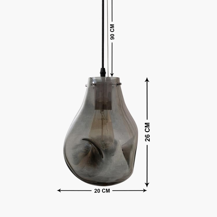 HOMESAKE Grey Organic Teardrop Glass Pendant Light