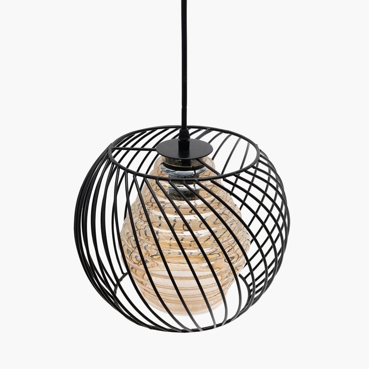 HOMESAKE Contemporary Decor Black Metal Twister Cage Pendant Light