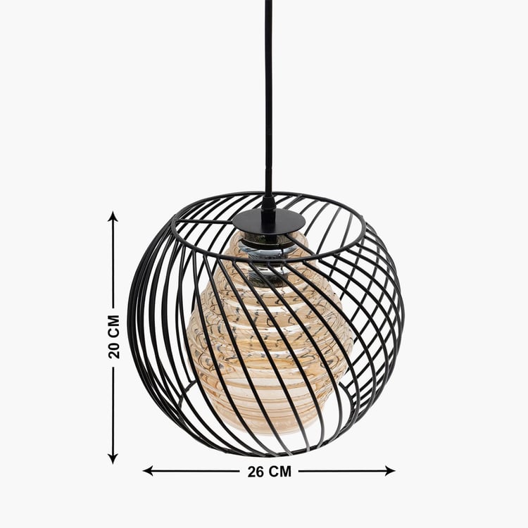 HOMESAKE Contemporary Decor Black Metal Twister Cage Pendant Light