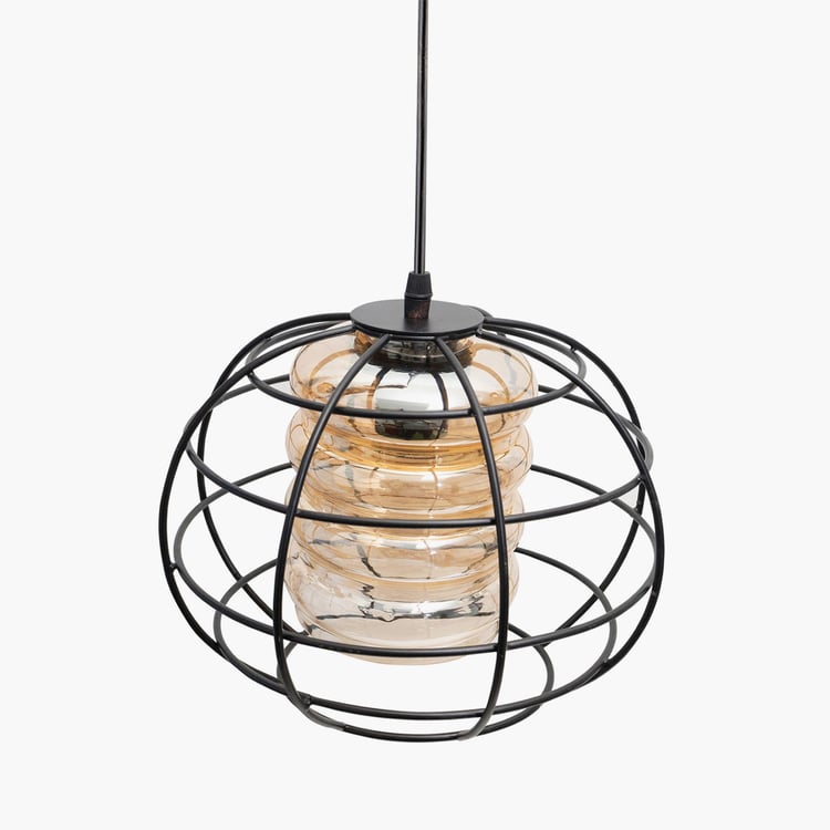 HOMESAKE Contemporary Decor Black Metal Sphere Cage Pendant Light