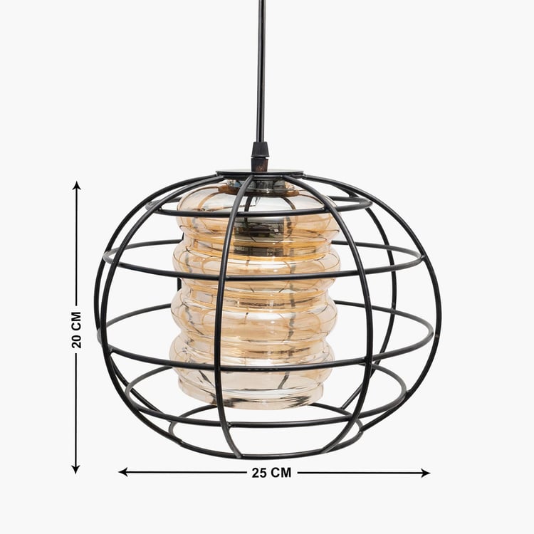 HOMESAKE Contemporary Decor Black Metal Sphere Cage Pendant Light