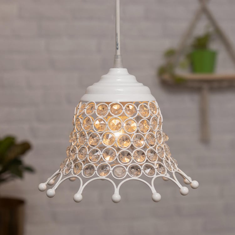 HOMESAKE Contemporary Decor White Crystal Pendant Light