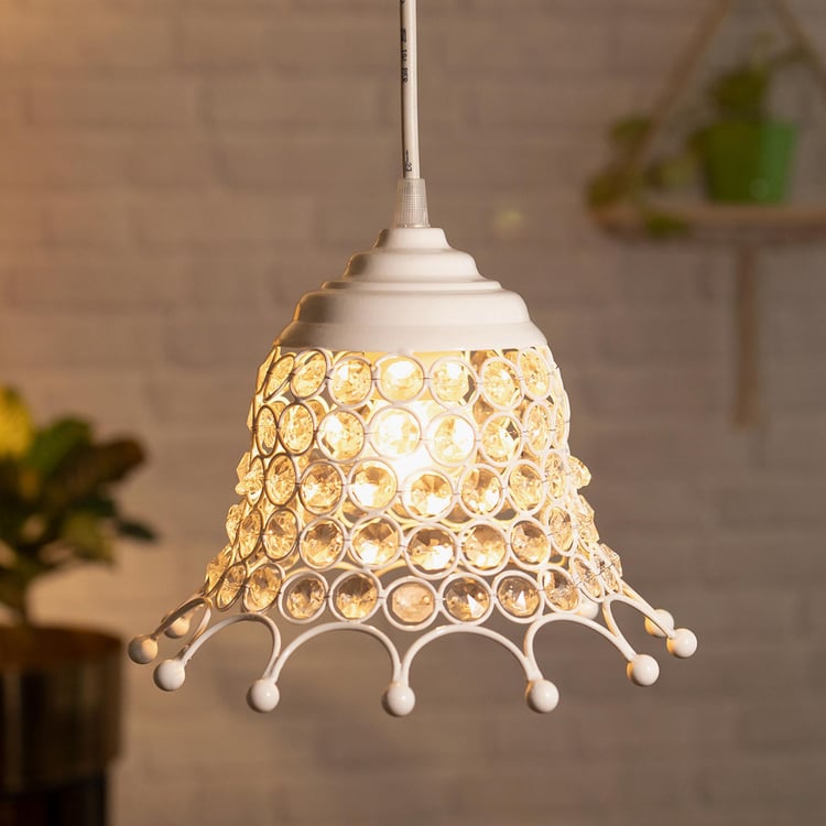 HOMESAKE Contemporary Decor White Crystal Pendant Light