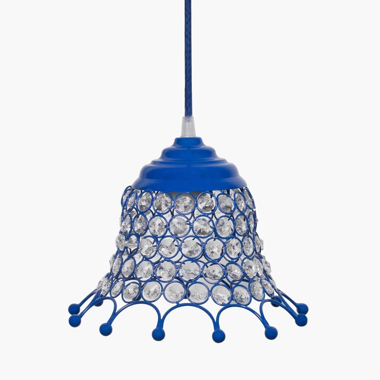 HOMESAKE Blue Crystal Embellished Umbrella Metal Pendant Light