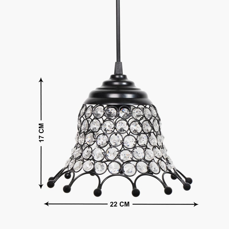 HOMESAKE Black Crystal Embellished Umbrella Pendant Light