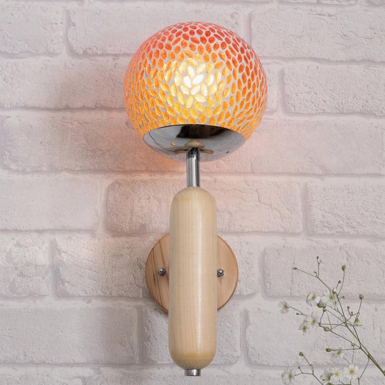 HOMESAKE Contemporary Decor Orange Wood Wall Sconce Lamp