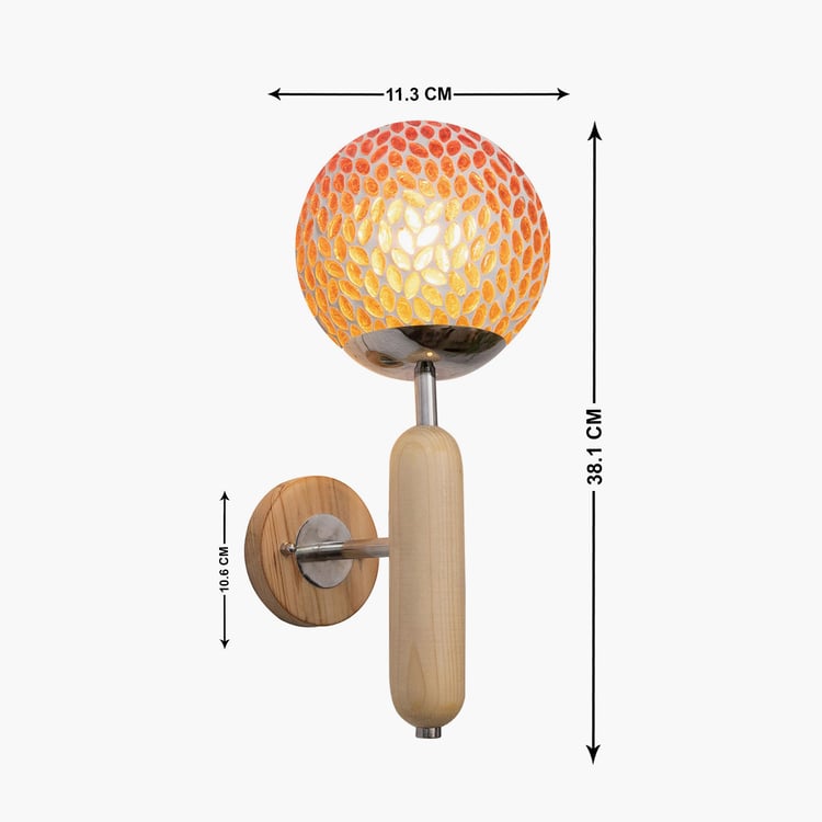 HOMESAKE Contemporary Decor Orange Wood Wall Sconce Lamp