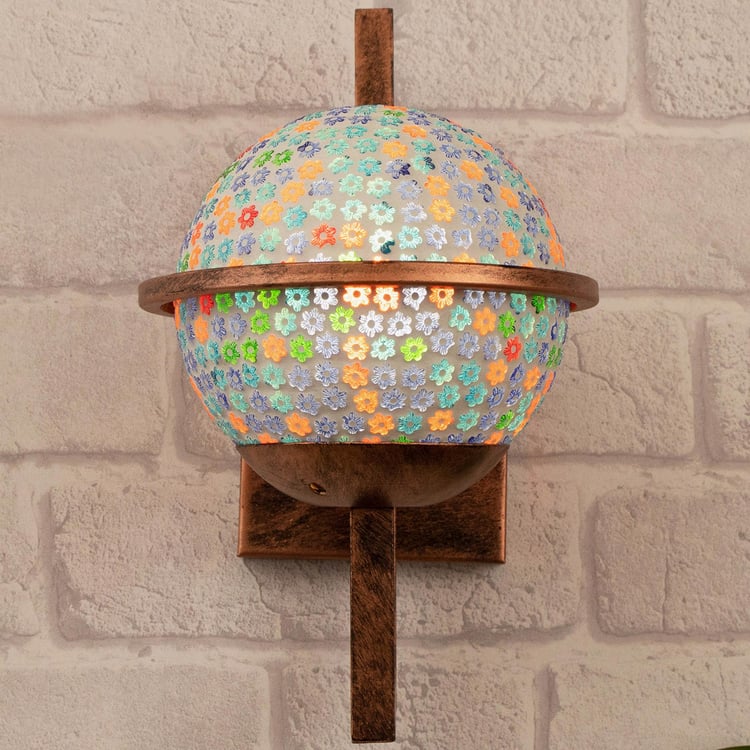 HOMESAKE Copper And White Metal Wall Sconce With Sphere Glass Shade