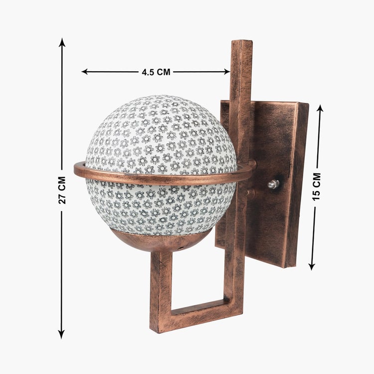 HOMESAKE Copper And White Metal Wall Sconce With Sphere Glass Shade