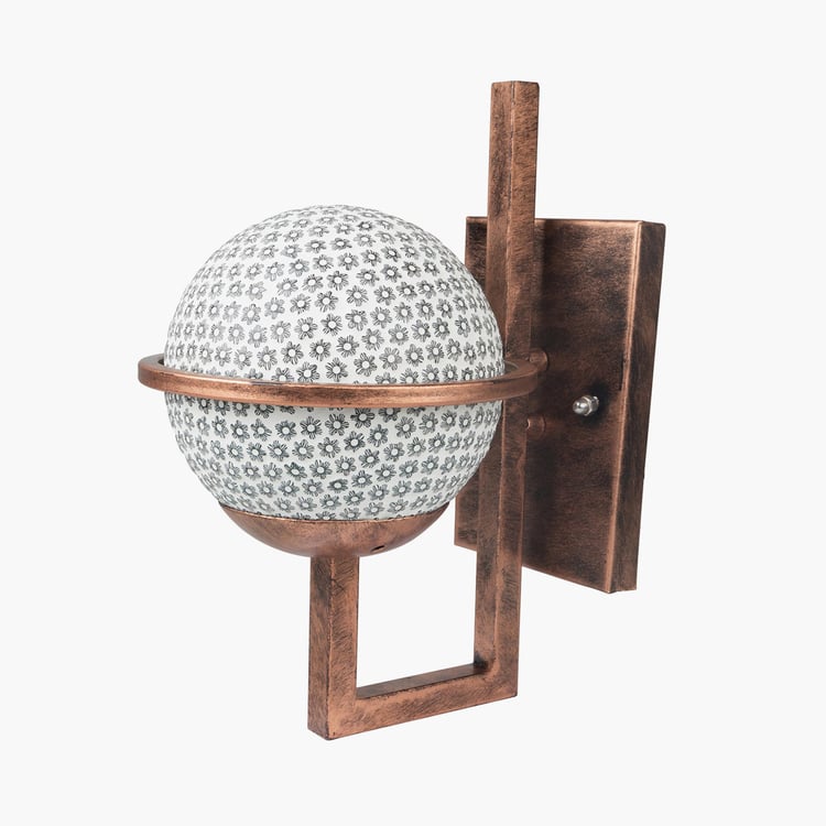 HOMESAKE Copper And White Metal Wall Sconce With Sphere Glass Shade