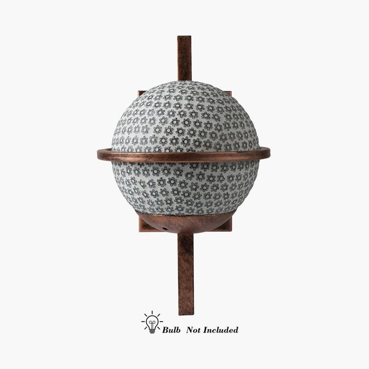 HOMESAKE Copper And White Metal Wall Sconce With Sphere Glass Shade