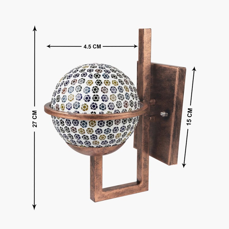 HOMESAKE Copper And White Metal Wall Sconce With Sphere Glass Shade