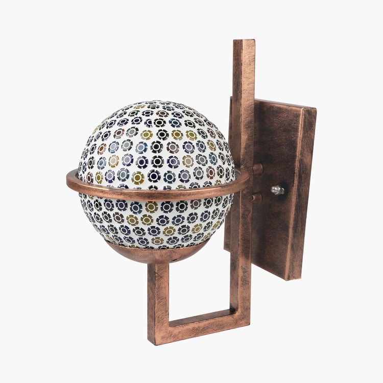 HOMESAKE Copper And White Metal Wall Sconce With Sphere Glass Shade