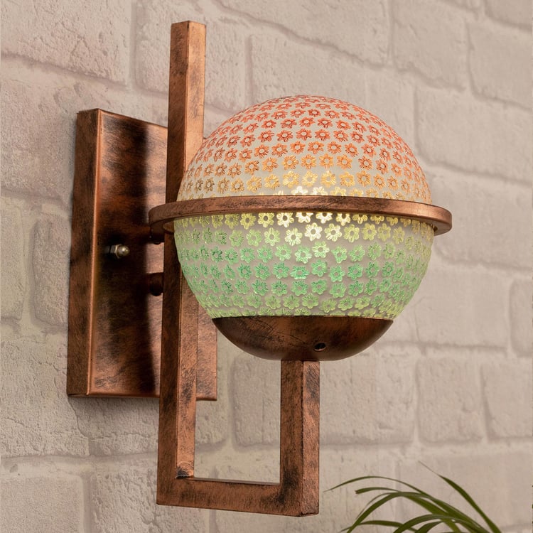 HOMESAKE Copper And White Glass Globe Wall Sconce