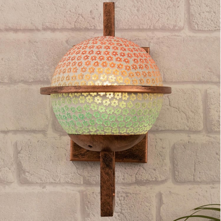 HOMESAKE Copper And White Glass Globe Wall Sconce