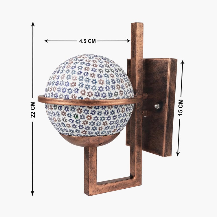 HOMESAKE Copper And White Glass Globe Wall Sconce