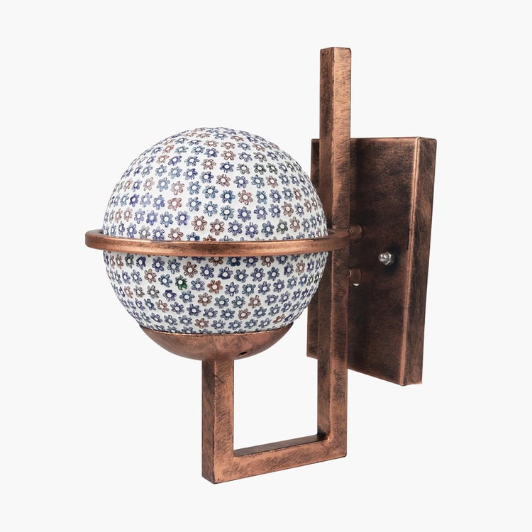 HOMESAKE Copper And White Glass Globe Wall Sconce