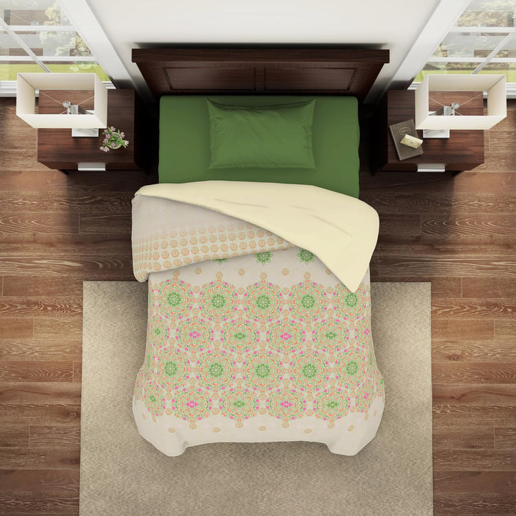 SPACES Essentials Green Printed Cotton Single Quilt - 150x218cm