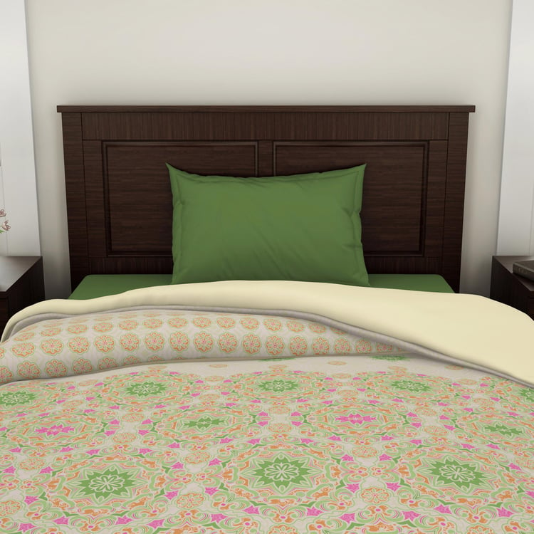 SPACES Essentials Green Printed Cotton Single Quilt - 150x218cm