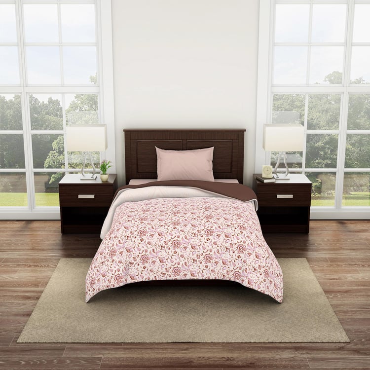 SPACES Essentials Pink Floral Printed Cotton Single Quilt - 150x218cm