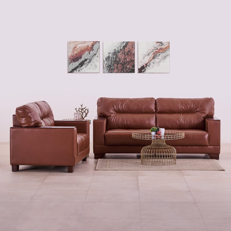 Walter Half Leather 3+2 Seater Sofa Set - Brown