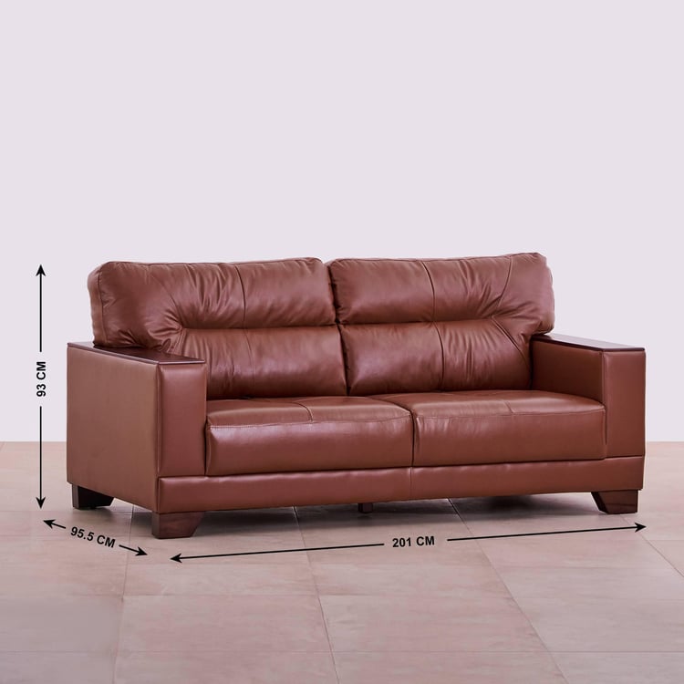 Walter Half Leather 3+2 Seater Sofa Set - Brown