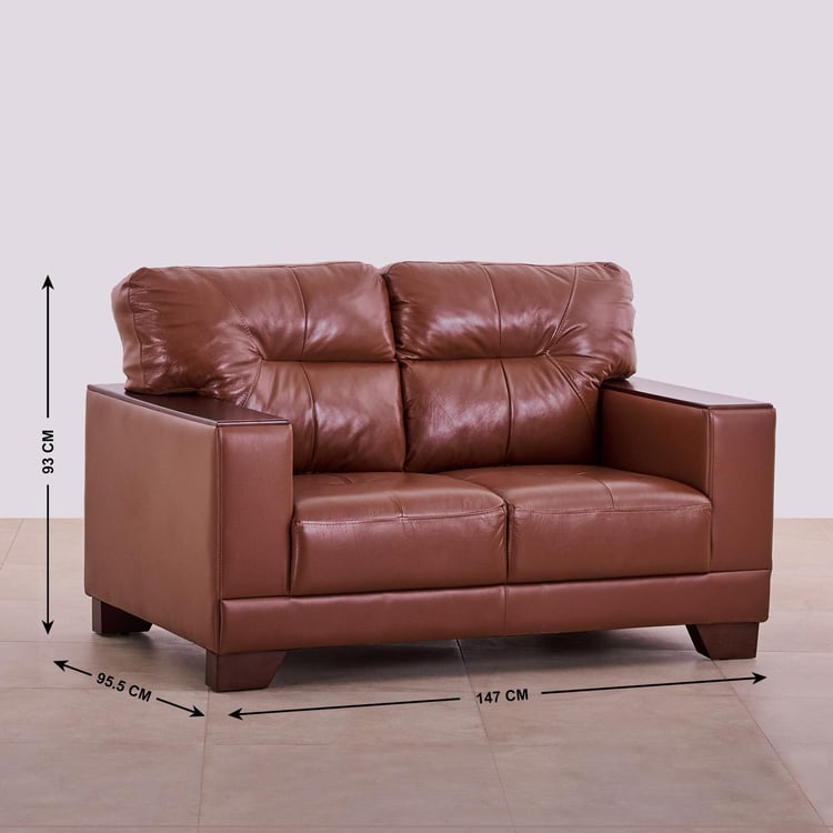 Walter Half Leather 3+2 Seater Sofa Set - Brown