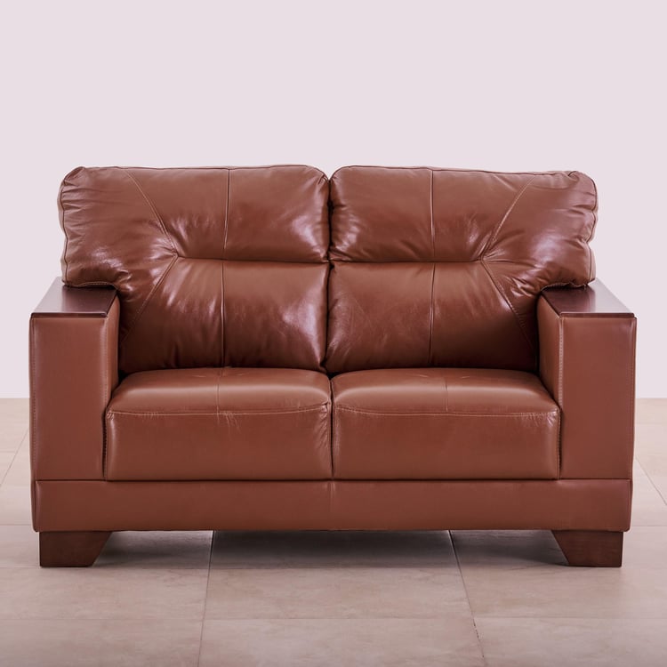 Walter Half Leather 3+2 Seater Sofa Set - Brown