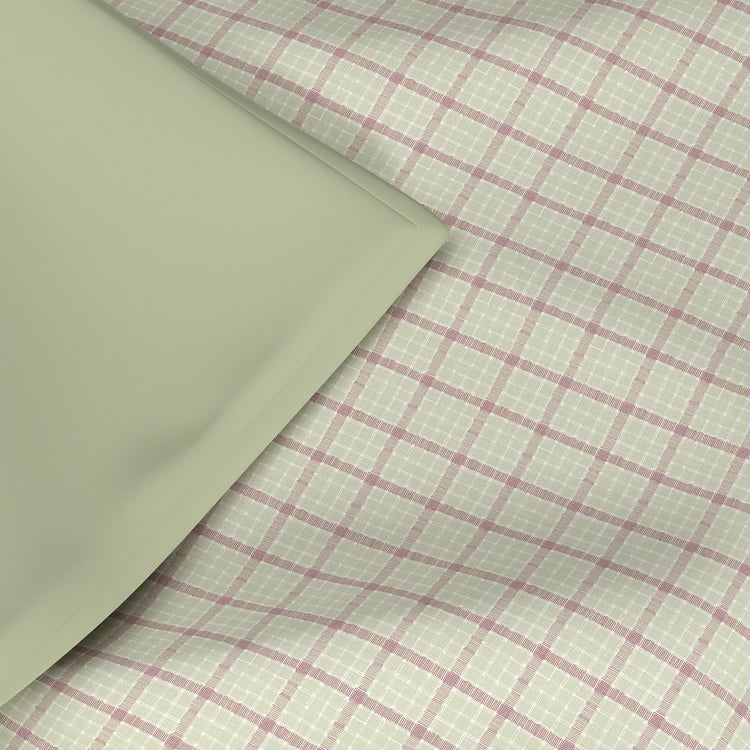 MASPAR Backyard Patio Cotton Checked Double Quilt