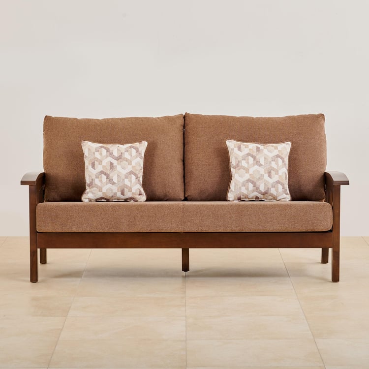 Abby Fabric 3-Seater Sofa with Cushions - Brown
