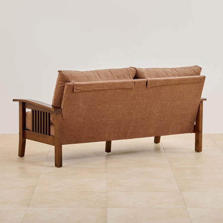 Abby Fabric 3-Seater Sofa with Cushions - Brown