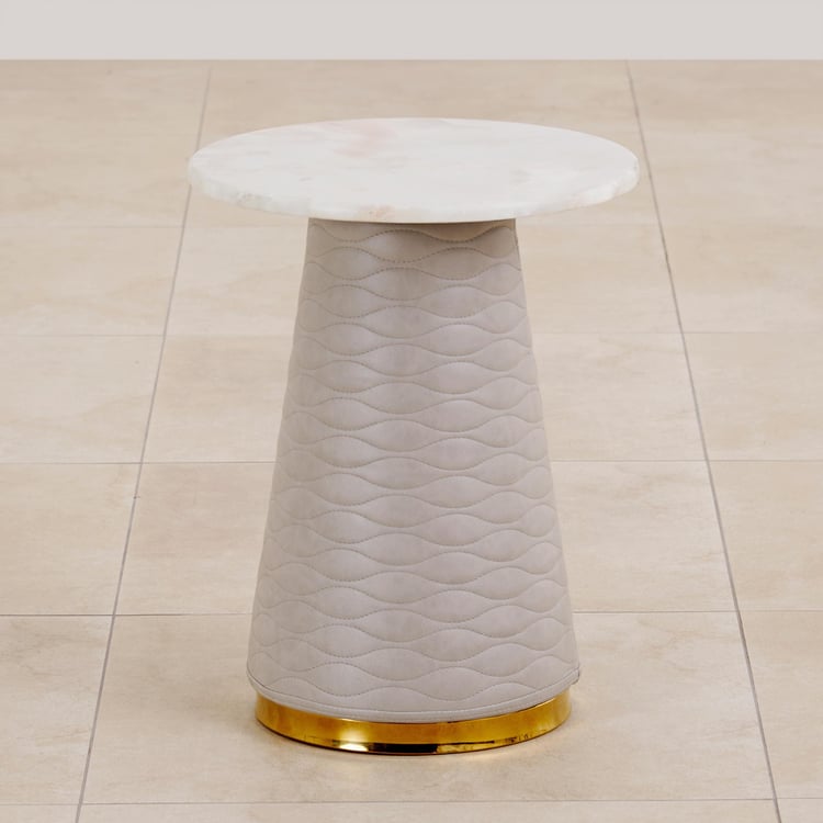 Vegas Faux Marble Top End Table - Beige