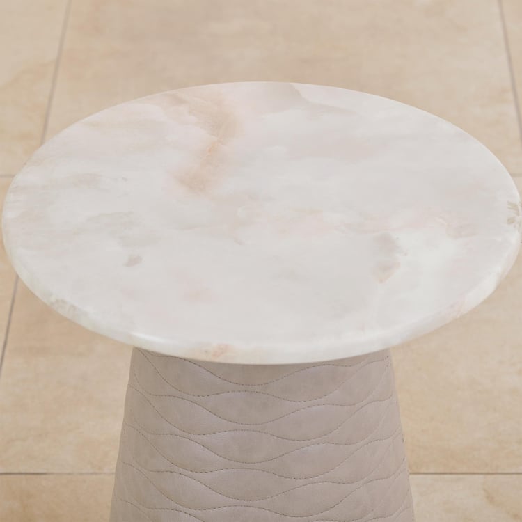 Vegas Faux Marble Top End Table - Beige