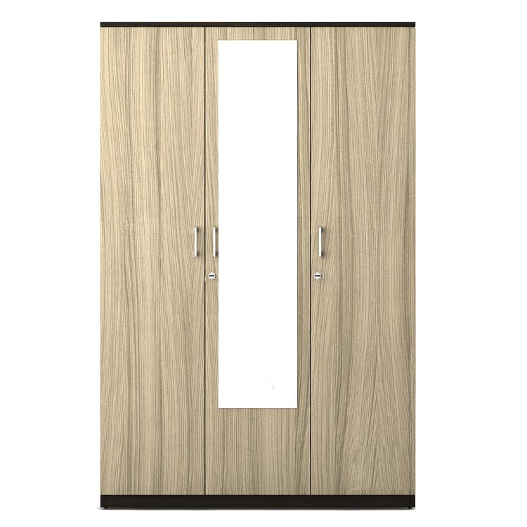 Helios Lawrence 3-Door Wardrobe with Mirror - Beige